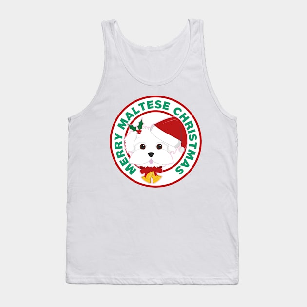 Merry Christmas Maltese Dog Tank Top by CafePretzel